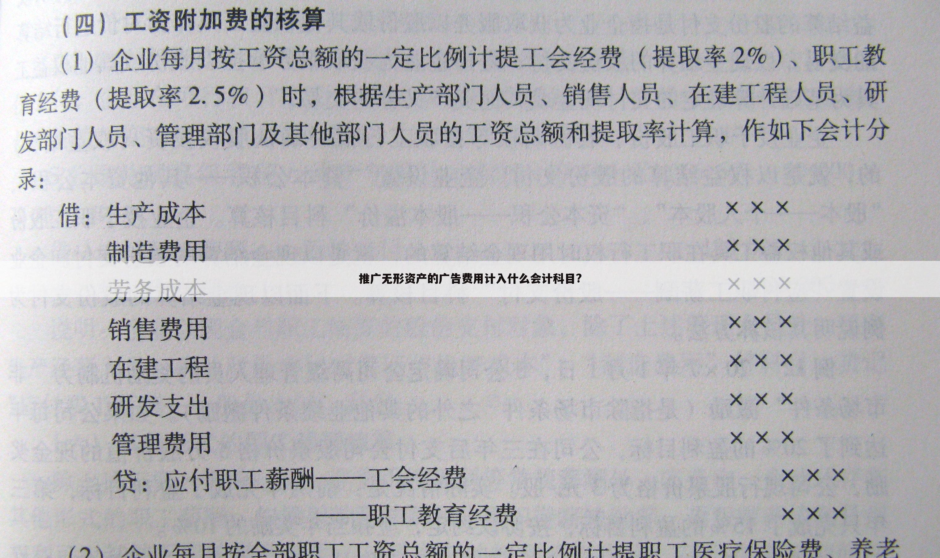 推广无形资产的广告费用计入什么会计科目?