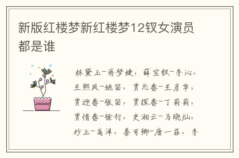 新版红楼梦新红楼梦12钗女演员都是谁