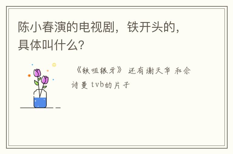 陈小春演的电视剧，铁开头的，具体叫什么？