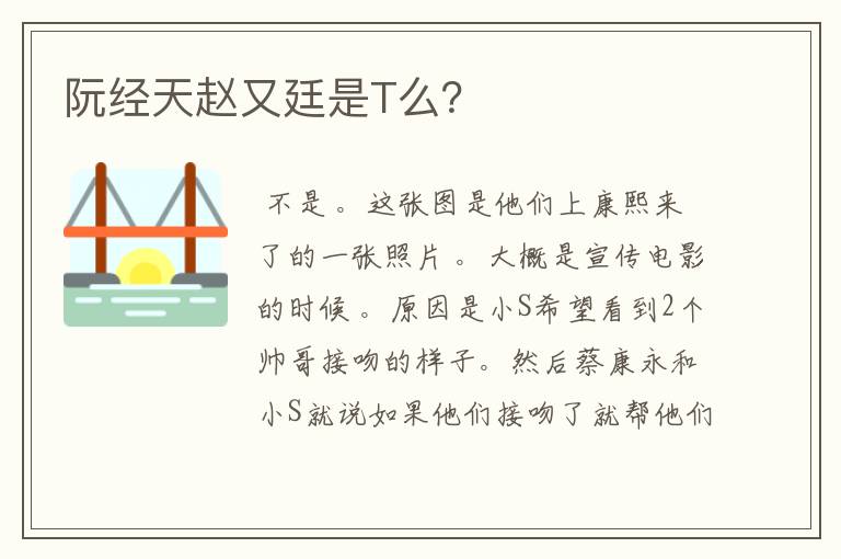 阮经天赵又廷是T么？