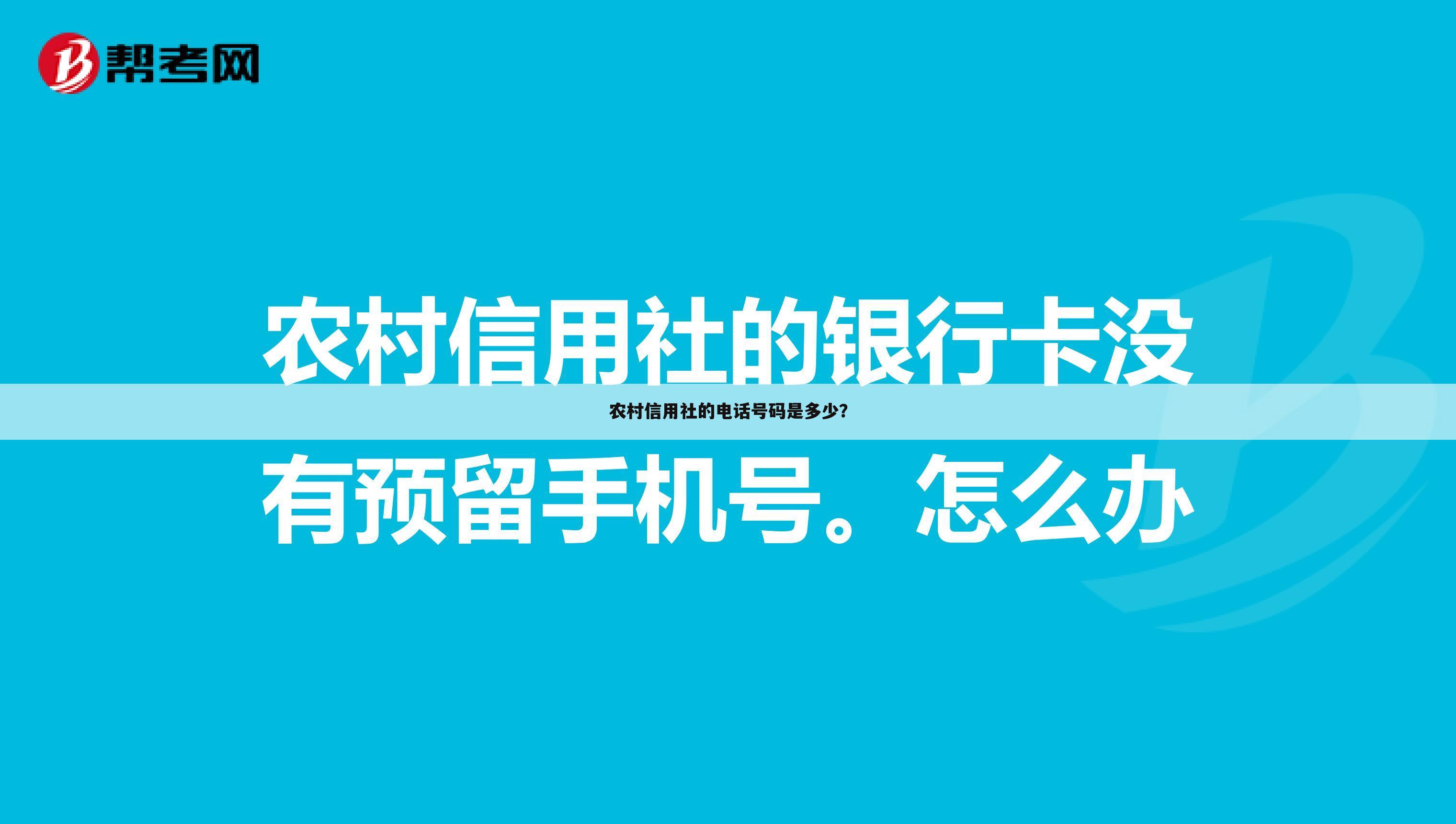 农村信用社的电话号码是多少？