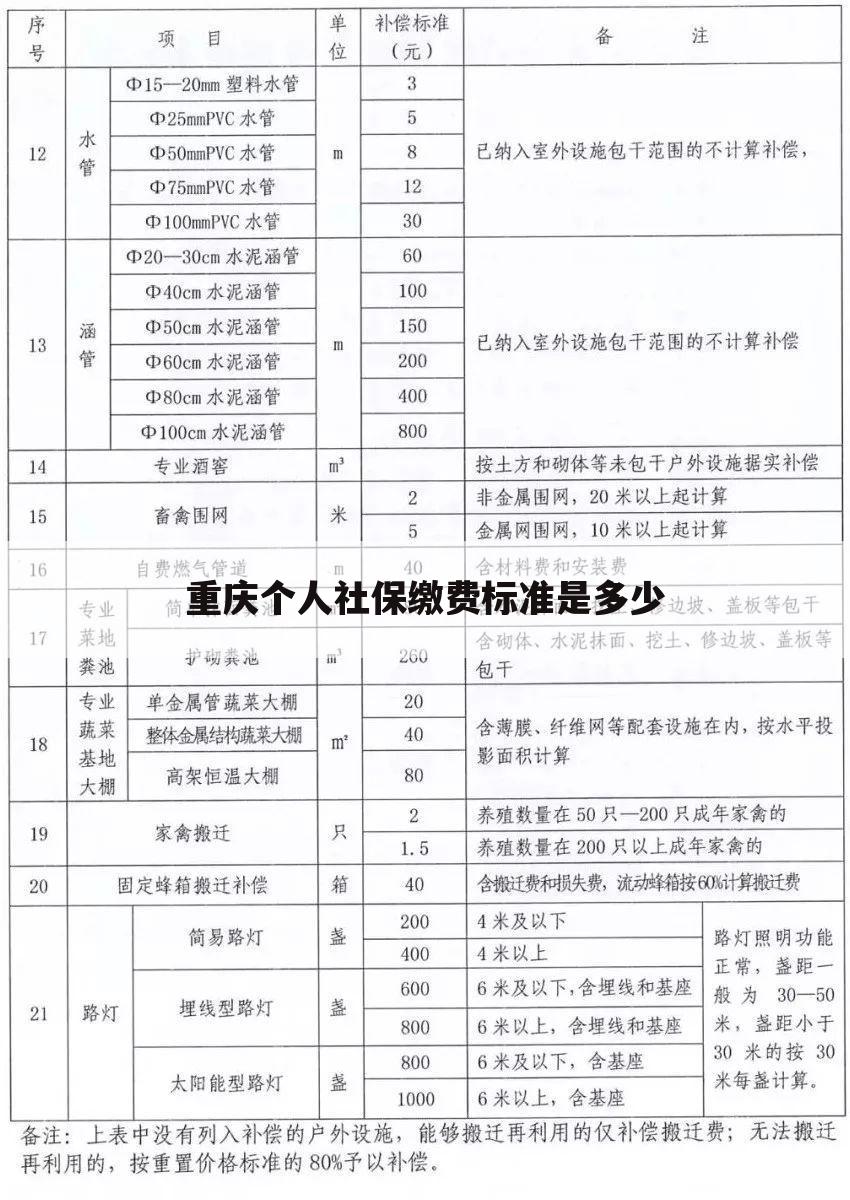 重庆个人社保缴费标准是多少