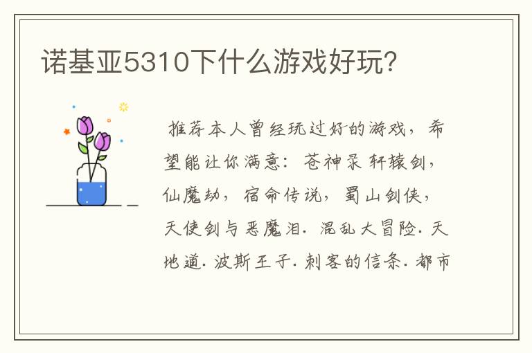 诺基亚5310下什么游戏好玩？
