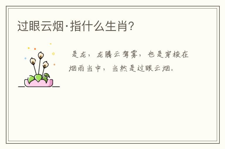 过眼云烟·指什么生肖？