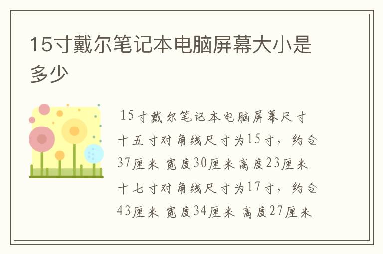 15寸戴尔笔记本电脑屏幕大小是多少