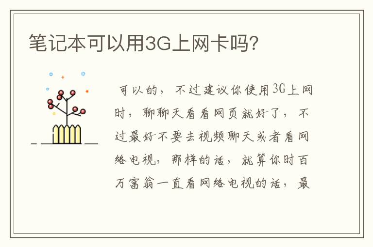 笔记本可以用3G上网卡吗？