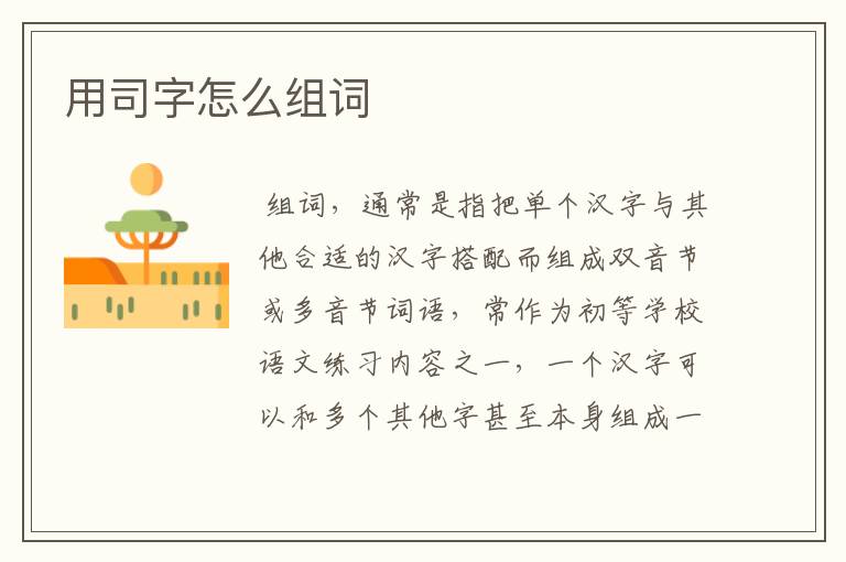 用司字怎么组词