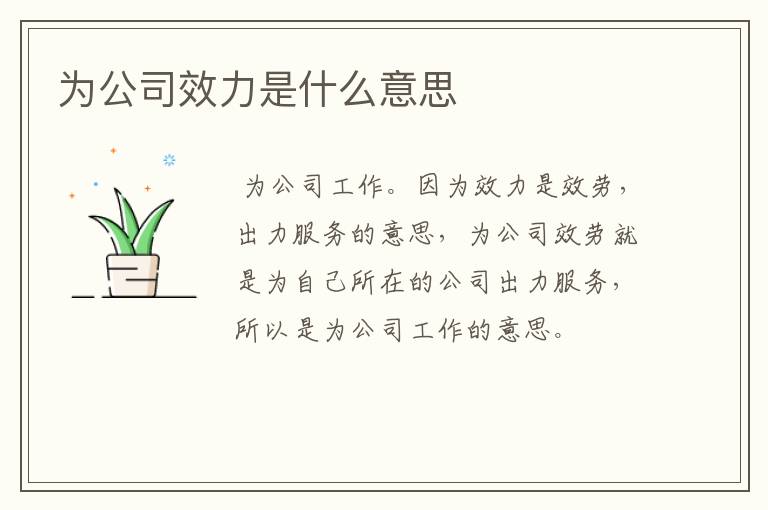 为公司效力是什么意思