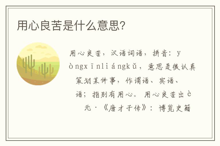 用心良苦是什么意思？