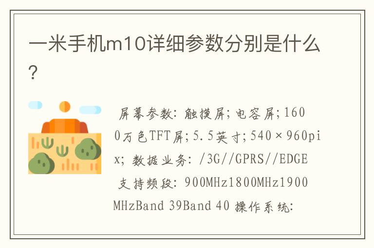 一米手机m10详细参数分别是什么？