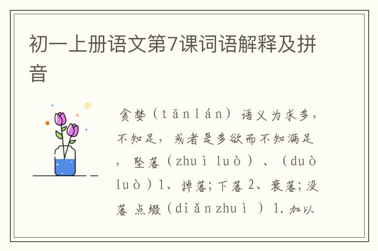 初一上册语文第7课词语解释及拼音