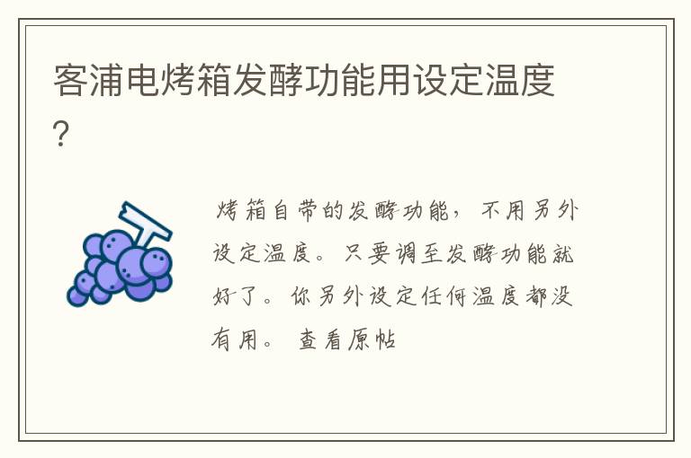 客浦电烤箱发酵功能用设定温度？