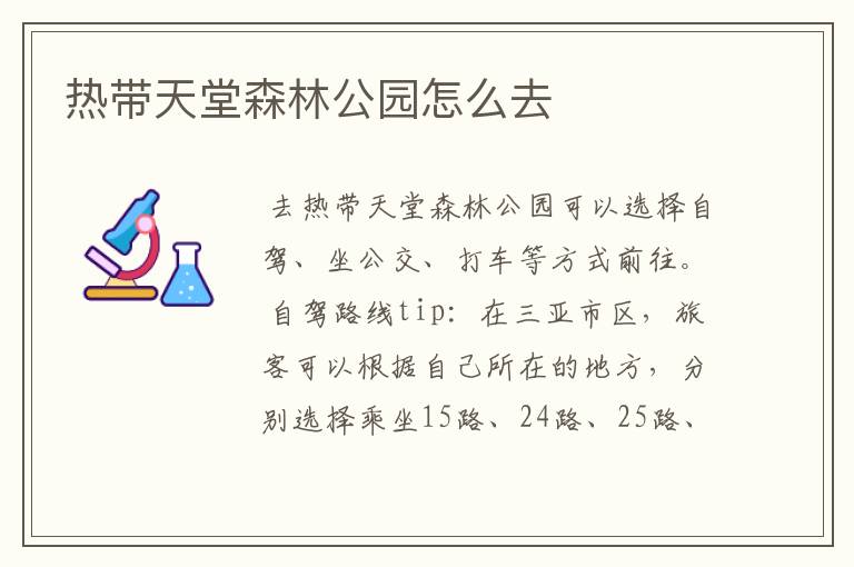 热带天堂森林公园怎么去