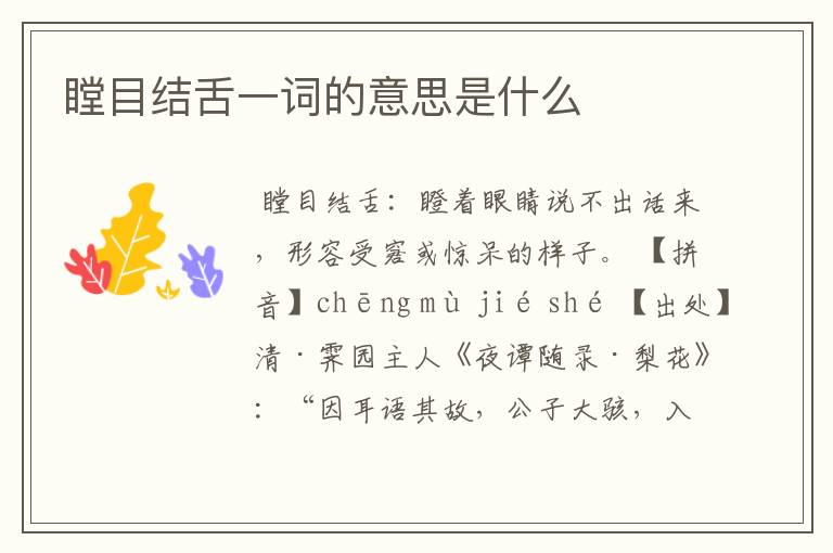 瞠目结舌一词的意思是什么