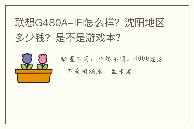 联想G480A-IFI怎么样?沈阳地区多少钱?是不是游戏本?