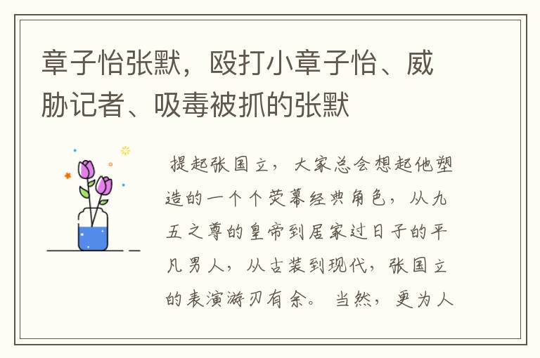 章子怡张默，殴打小章子怡、威胁记者、吸毒被抓的张默