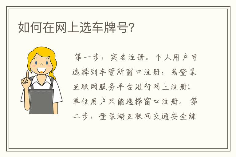 如何在网上选车牌号？