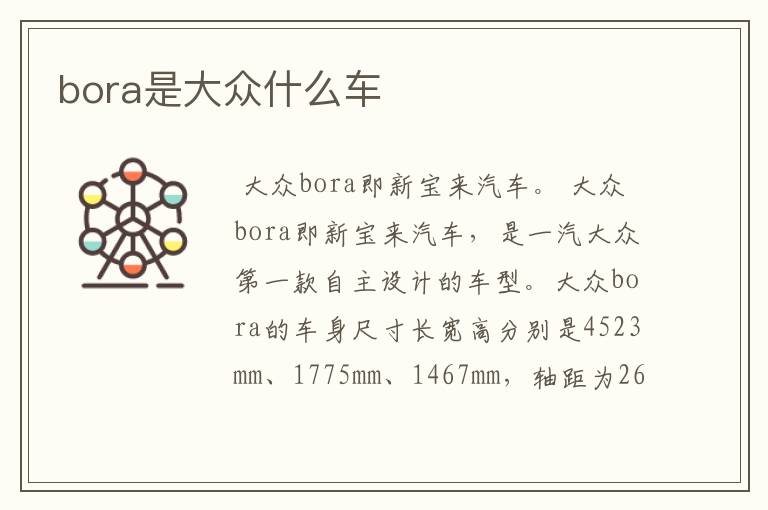 bora是大众什么车