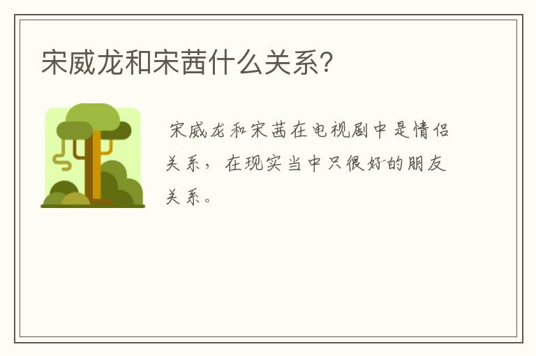 宋威龙和宋茜什么关系？