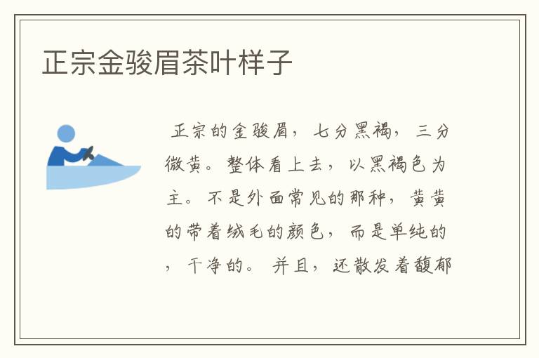 正宗金骏眉茶叶样子