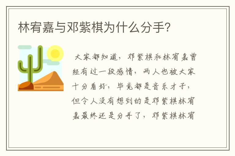 林宥嘉与邓紫棋为什么分手？