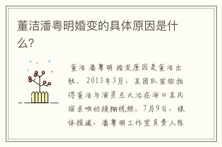 董洁潘粤明婚变的具体原因是什么？