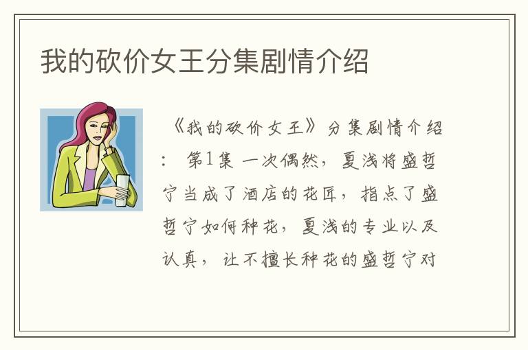 我的砍价女王分集剧情介绍