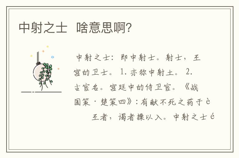 中射之士  啥意思啊？