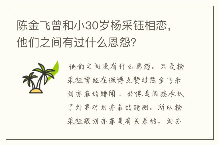 陈金飞曾和小30岁杨采钰相恋，他们之间有过什么恩怨？