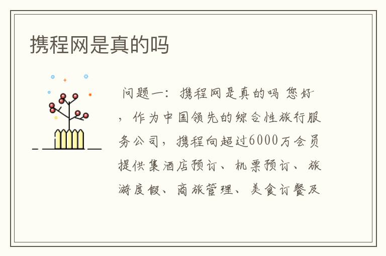 携程网是真的吗