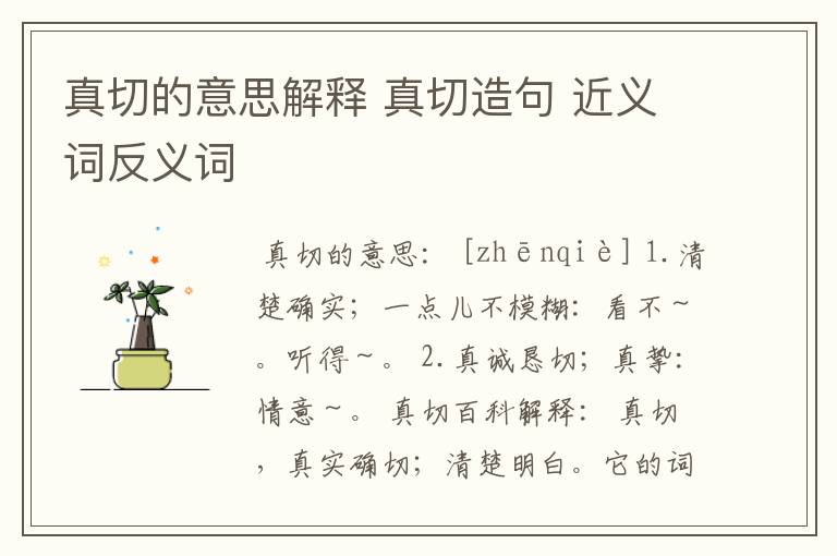 真切的意思解释 真切造句 近义词反义词