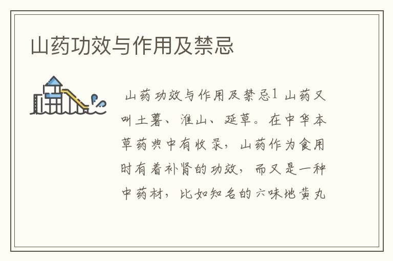 山药功效与作用及禁忌