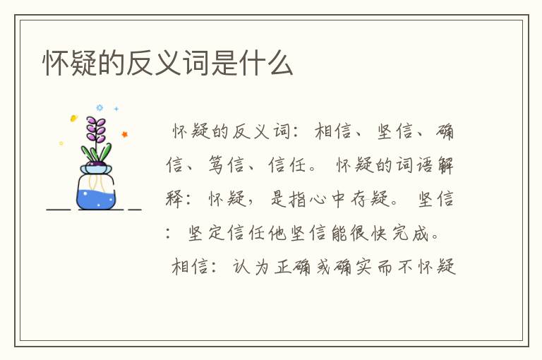 怀疑的反义词是什么